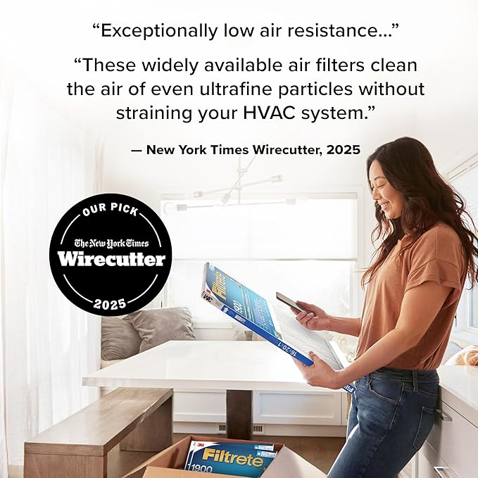 Filtrete 20x24x1 AC Furnace Air Filter, MERV 13, MPR 1900, Premium Allergen, Bacteria & Virus Filter, 3-Month Pleated 1-Inch Electrostatic Air Cleaning Filter, 2-Pack (Actual Size 19.81x23.81x0.78 in)