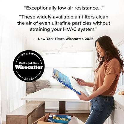Filtrete 20x24x1 AC Furnace Air Filter, MERV 13, MPR 1900, Premium Allergen, Bacteria & Virus Filter, 3-Month Pleated 1-Inch Electrostatic Air Cleaning Filter, 2-Pack (Actual Size 19.81x23.81x0.78 in)