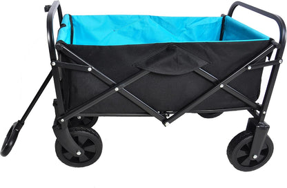 Folding cart That Does not Need to be Assembled Station Wagon, Grocery cart (Black+Blue Mini cart)