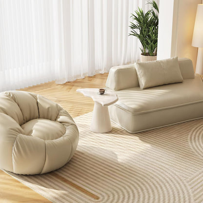 Guyii Irregular End Table, Cream White Side Table, Small Shark Fin Sofa Table for Living Room, Office, Home, Bedroom, Easy Assembly