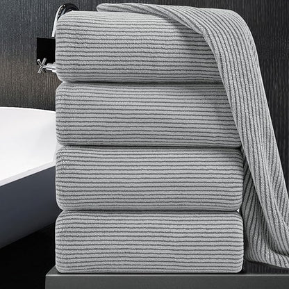 4 Piece Bath Towel Set 35"x70"Oversized Bath Towel for Bathroom Ultra Soft Fluffy Extra Large Bath Sheet Luxury Premium Bathroom Towel Highly Absorbent Quick Dry Shower Towel for Hotel Spa,Grey