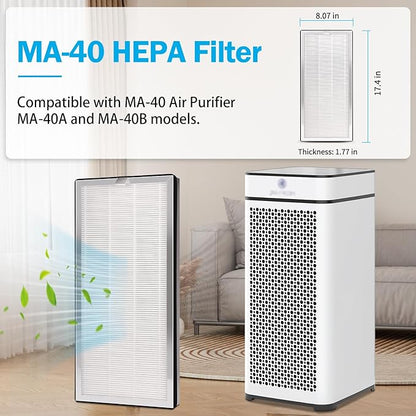 MA-40 Replacement Filter Compatible with MA-40 Air Purifiers, 3-in-1 High-Efficiency Filtration System for MA40W MA40B, H13 True HEPA with Activated Carbon Pre-Filter