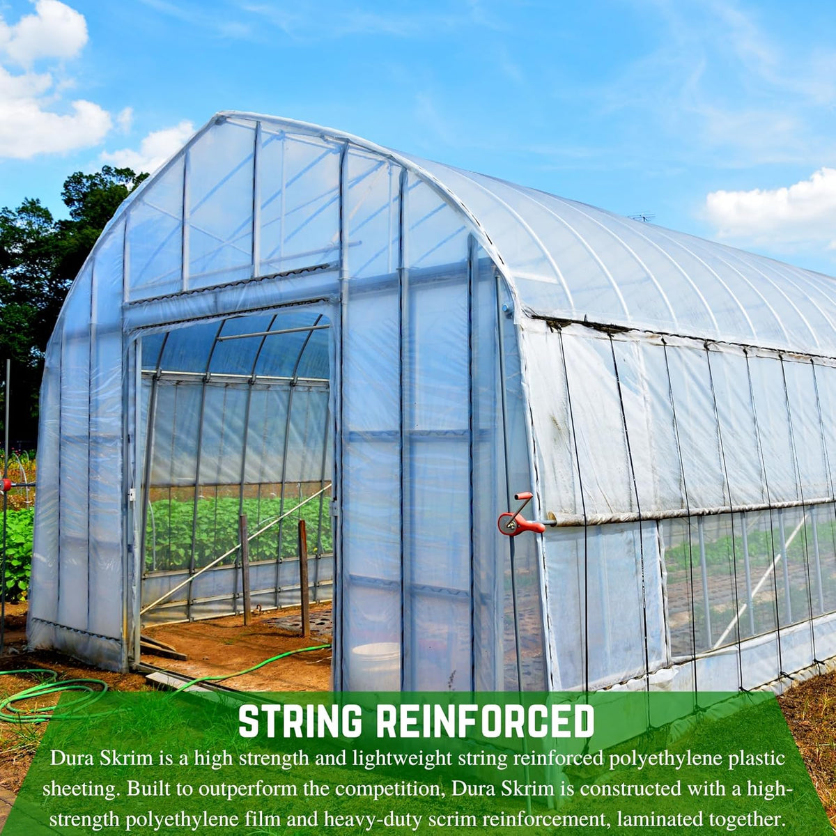 Farm Plastic Supply - String Reinforced 4 Year UV Resistant 10 mil Clear Greenhouse Plastic Sheeting - 4 Year UV Resistant Polyethylene Greenhouse Film, Hoop House Green House Cover (12' x 28')