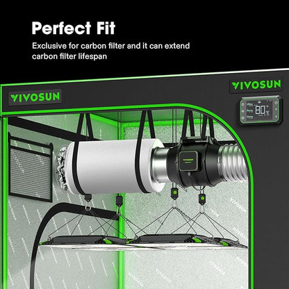 VIVOSUN 4 Inch Prefilter for 4" Carbon Filter, White, 9.84" Long