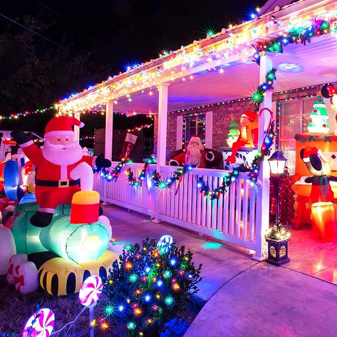 JMEXSUSS 250 LED Christmas Lights Indoor, 91.5ft Connectable Multicolor Christmas Lights Outdoor Waterproof, 8 Modes String Light Plug in for Wedding Party Garden Decorations