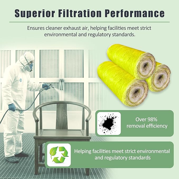 Fiberglass Paint Booth Filter Roll, for Spray Booth 22-Gram Yellow 200ft (30" x 200ft)