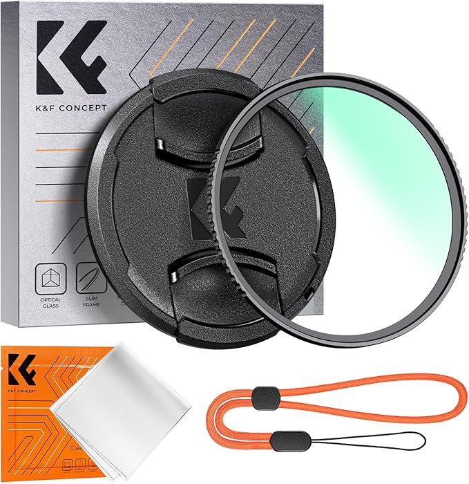 K&F CONCEPT 77mm MC UV Lens Protection Filter with Lens Cap Cleaning Cloth Optical Glass Ultra Slim 18 Multi-Layer Coatings Camera Lens UV Filter (K-Series)