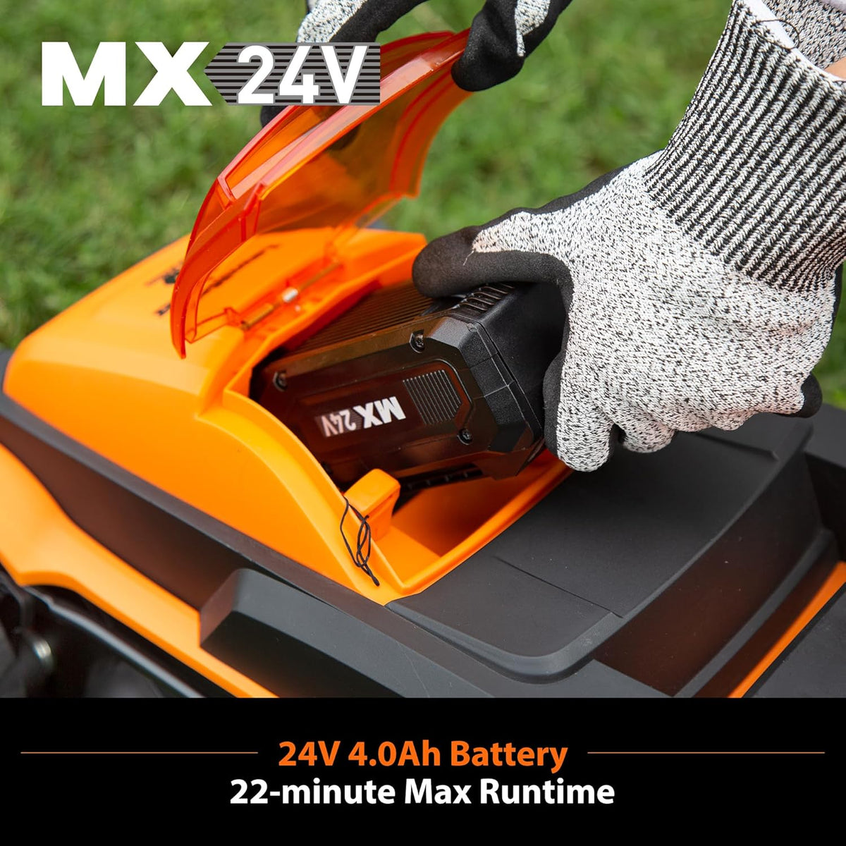 LawnMaster 20VMWGT 24V Max 13-inch Lawn Mower and Grass Trimmer 10-inch Combo with 2x4.0Ah Batteries and Charger