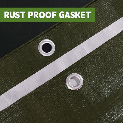 Green/Silver Heavy Duty Waterproof Tarp 12x12FT, 12mil Thick，Multifunctional tarp Whit Tear&Fade Resistant,UV Resistant,with Grommets and Reinforced Edges.