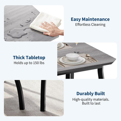 IDEALHOUSE 43'' Dining Table Set for 4, Wooden Kitchen Table with Upholstered Bench & 2 Cushion Chairs, Industrial Dinette Set for Studio, Kitchen, Dining Room, Apartment, Gray