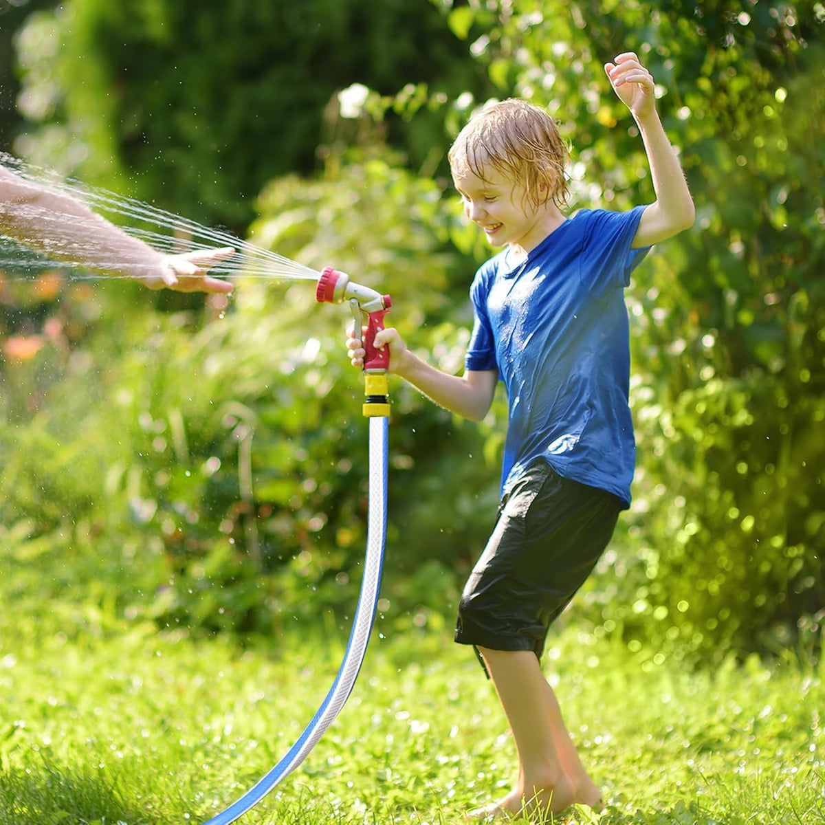 Solution4Patio Blue Garden Hose 3/4 in. x 25 ft. -Heavy Duty Durable Flexible Lightweight Water Pipe -Brass Aluminum Ends for Household & Commercial Use -Kink Free, No Leaking, Male/Female Fittings