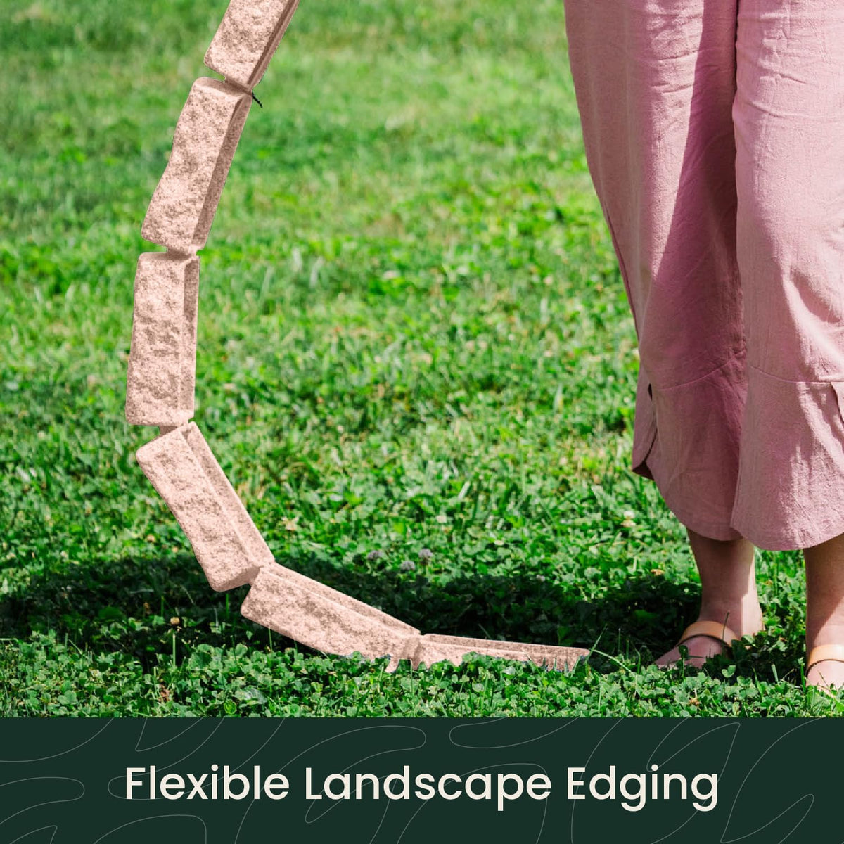Beuta Landscape Edging | Garden Edging Border | Faux Stone Bricks for Lawn edging, Flower beds, Pathways & Yard Edging– 10 Packs | Each Section Has 6 Bricks 48"L x 4"W x 2.25"H | 30 Spikes |Sandstone