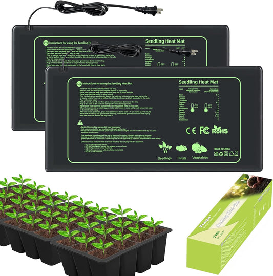 Seedling Heat Mat 2 Pack Heat Mats for Seed Starting Plants Indoor Growing Gardening Brewing Germination Greenhouses Terrarium Reptile Waterproof Seed Rooting Warming Heating Pad 10"X20.75"