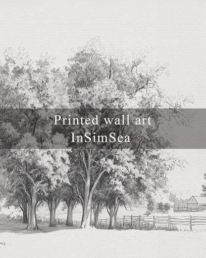 InSimSea Framed Wall Art for Living Room Vintage Tree Canvas Art Black and White Sketch Botanical Wall Decor Bedroom Artwork Farmhouse Painting Pictures Countryside Prints Rustic Gallery Office 8x10In