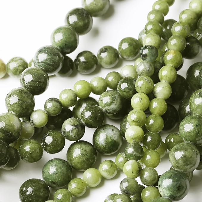 Matcha Green Jade Stone Beads Gemstone Round Crystal Energy Jade Beads Stone Beads for Jewelry Making DIY Bracelet Necklace Jewelry Making 1 Strand 15.5inch 4MM