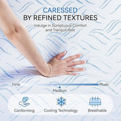 Queen Memory Foam Mattress, 10 Inch Cooling Gel Bed in a Box, Foam Mattress with Removable Cover No Fiberglass, Support Cool Night Sleep & Pressure Relief, Made in USA, White(80"*60"*10")