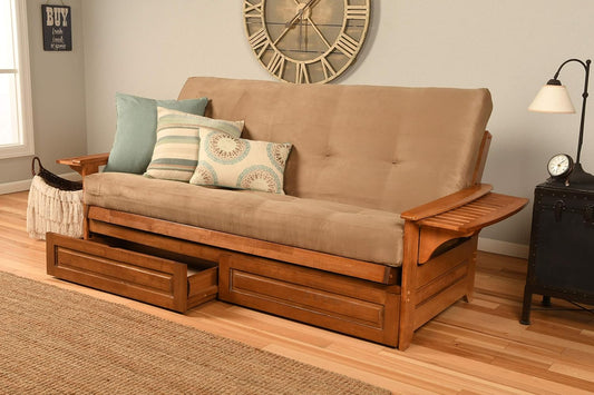 Kodiak Furniture Phoenix Futon in Barbados Finish, Full, Suede Peat