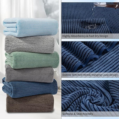 4 Piece Bath Towel Set 35"x70"Oversized Bath Towel for Bathroom Ultra Soft Fluffy Extra Large Bath Sheet Luxury Premium Bathroom Towel Highly Absorbent Quick Dry Shower Towel for Hotel Spa,Navy Blue