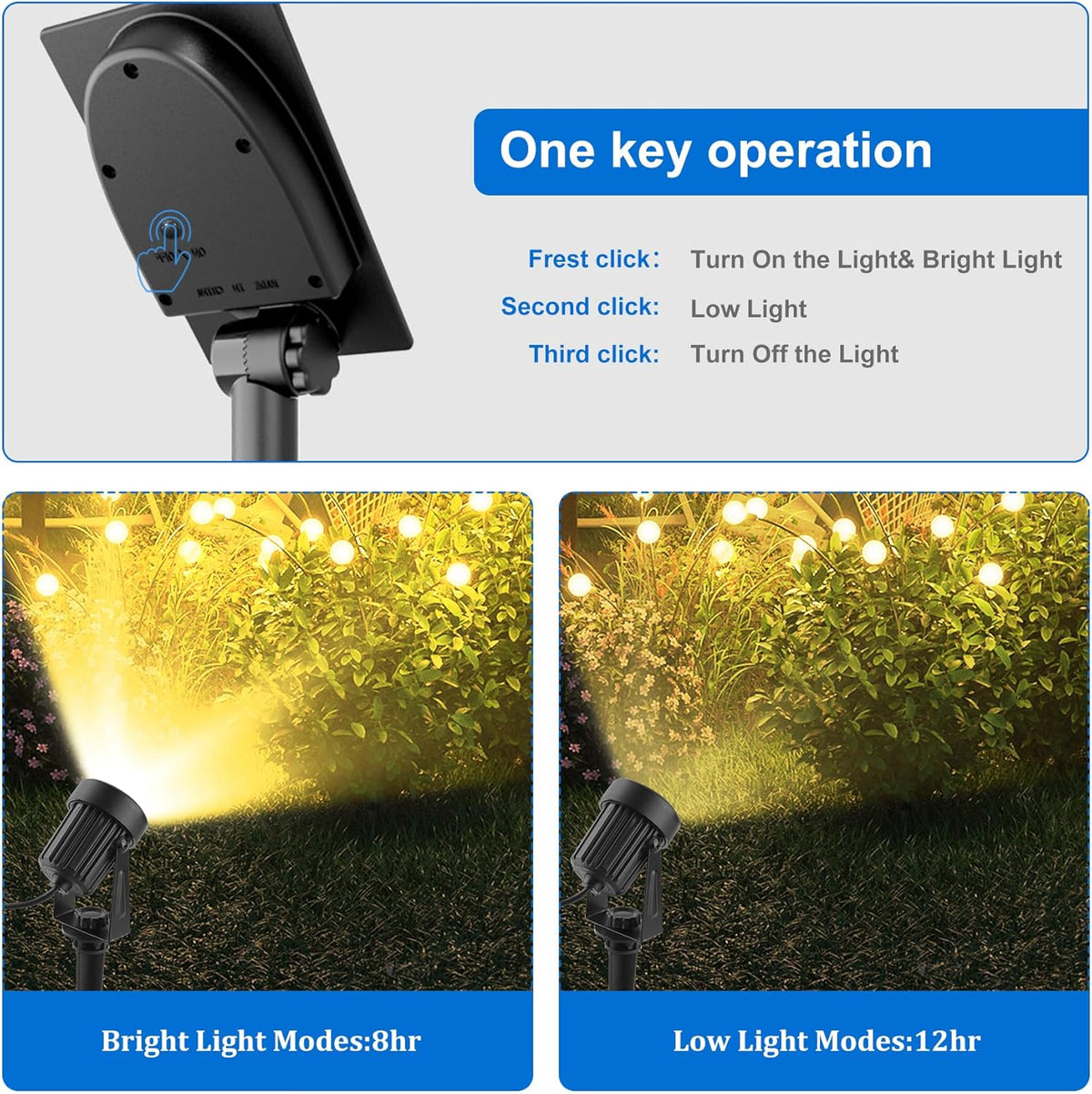 Solar Spot Lights Outdoor, Landscape Spotlights IP65 Waterproof 9.8ft Cable, Dusk to Dawn Solar Uplights for Tree Garden Yard Driveway Porch Walkway Pool (6-in-1, 3000K Warm White)