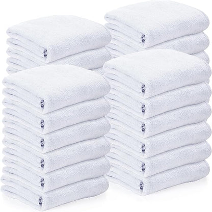 Newwiee 24 Pcs Coral Velvet Microfiber Bath Towels Sets 28 x 55 Inch Large Absorbent Multipurpose Quick Drying Soft Body Towels for Shower Bathroom Beach Fitness Yoga Sports Spa(White)