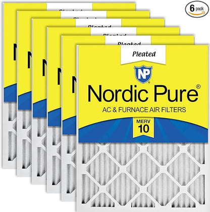 Nordic Pure 18x24x1 (Actual Size: 17 1/2 x 23 1/2 x 3/4) Pleated MERV 10 Air Filters 6 Pack