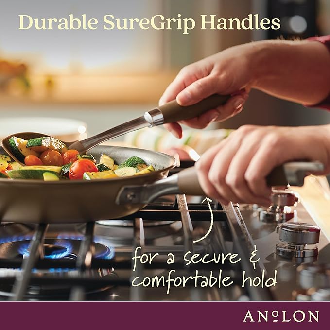 Anolon Advanced Home Hard Anodized Nonstick Frying Pan, 8.5 Inch – Small Non Stick Egg Pan, Durable Nonstick Skillet - Bronze