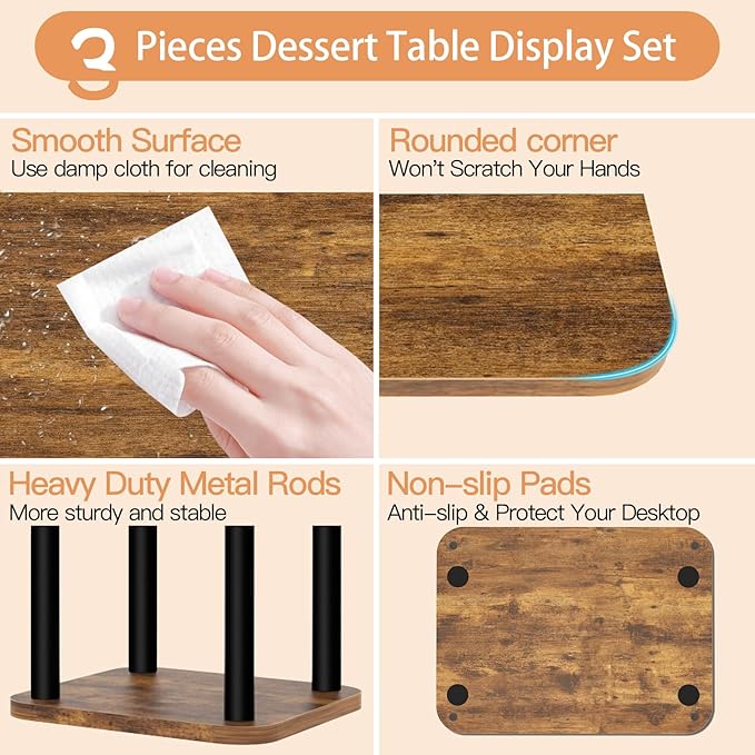 Cupcake Stand for 50 Cupcakes Wooden Dessert Table Display Set Rustic Dessert Stands Rectangle Serving Tray for Party Baby Shower Birthday Graduation Wedding