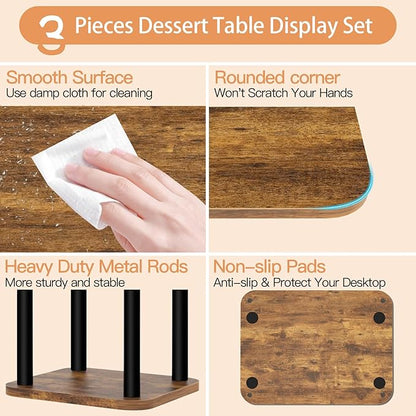 Cupcake Stand for 50 Cupcakes Wooden Dessert Table Display Set Rustic Dessert Stands Rectangle Serving Tray for Party Baby Shower Birthday Graduation Wedding
