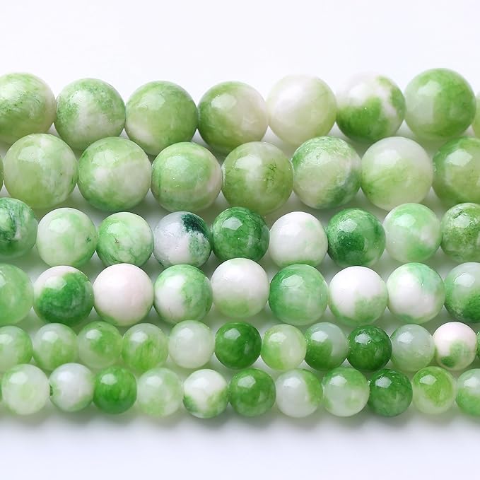 Green Persian Jade Stone Beads Gemstone Round Crystal Energy Jade Beads Stone Beads for Jewelry Making DIY Bracelet Necklace Jewelry Making 1 Strand 15.5inch 45PCS 8MM