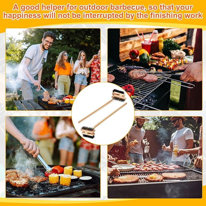 1 Pack Stainless Steel Grill Brush 48 Inch Large Double Ended Grill Brush with Long Handle for Commercial BBQs Outdoor Good Picnic Restaurant Kitchens Dealing with Grease Residue and Buildup