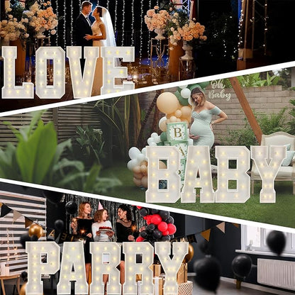 Marquee Light Up Letters: 3FT Large Decorative Signs for Party Decorations Baby Shower Birthday Wedding Engagement Anniversary, 3 Feet Tall Pre-Cut DIY Foamboard Letter D - Easy to Assemble