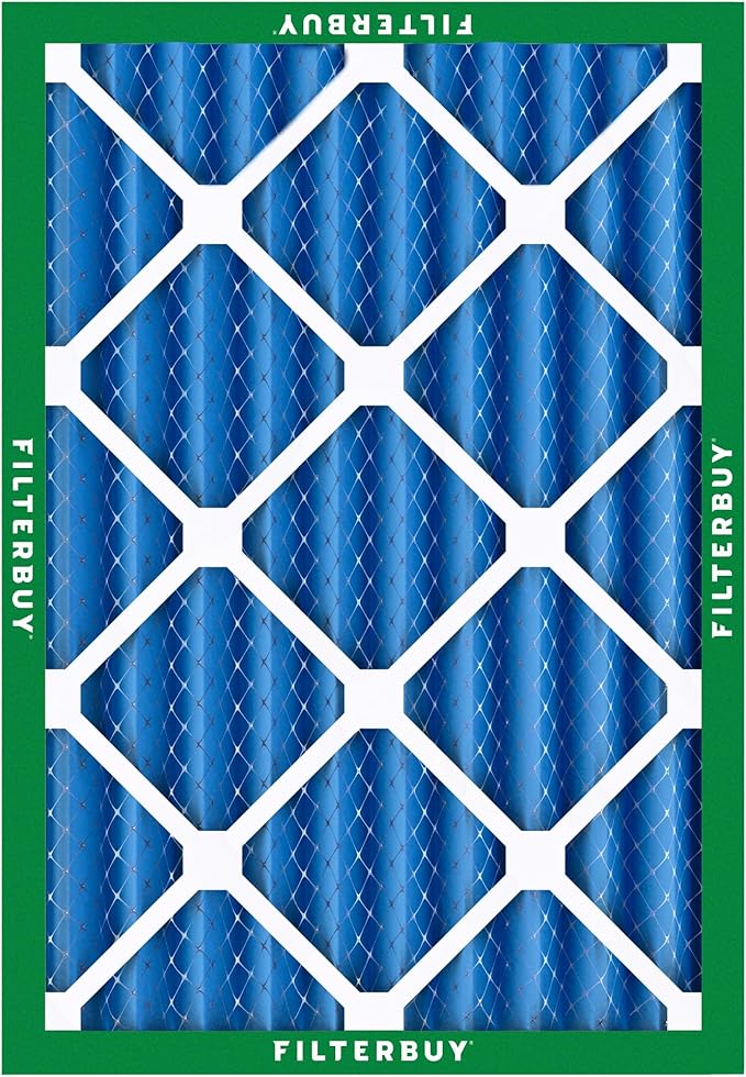 Filterbuy 20x24x4 Air Filter MERV 13 Optimal Smoke & Allergy Defense (3-Pack), Electrostatic Pleated HVAC AC Furnace Filters Replacement, Made in USA (Actual Size: 19.38 x 23.38 x 3.63)