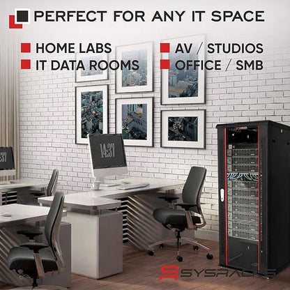 Sysracks 27U Wall Mount Server Rack Cabinet, 19” Locking Network Rack, 24” Deep, Glass Door, with Fan, PDU and Shelf