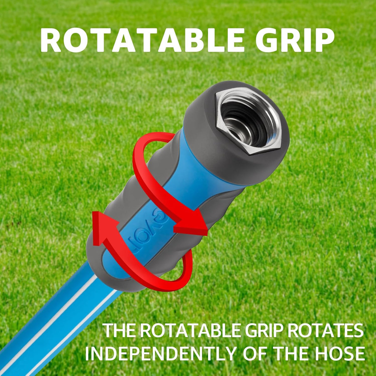 Fevone 12 ft x 5/8" Heavy Duty Garden Hose, Drinking Water Safe, Flexible & Kink-Free Hybrid Polymer Water Hose, Lightweight Outdoor Hose with swivel handles and 3/4" Solid Aluminum Fittings