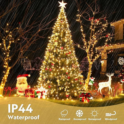 JMEXSUSS 400 LED String Lights Indoor Outdoor Waterproof, 132 ft Warm White Christmas Lights Plug in with Remote, 8 Modes Led String Lights for Outside Patio Holiday Party Bedroom Classroom Decor