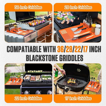 Griddle Accessories for Blackstone – Silicone Griddle Mat & Grease Cup Liners (2 Pack) – Fits 36” 28” 22” 17” Blackstone Griddles – BBQ Grilling Kits Set Gifts for Men