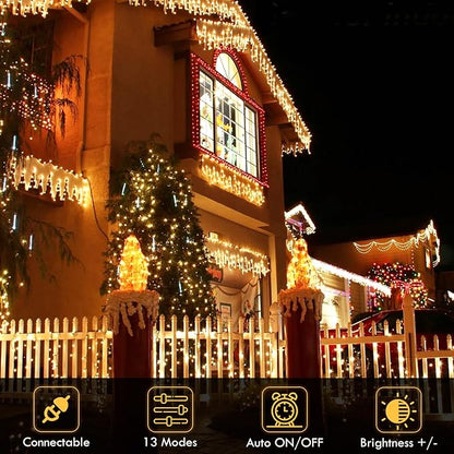 240LED 80FT Connectable String Lights Indoor Outdoor Clear Wire | Warm White Christmas Lights | Twinkle Fairy Light Plug in with Timer for Bedroom Classroom Wedding Tree Patio Decor (2 Pack)