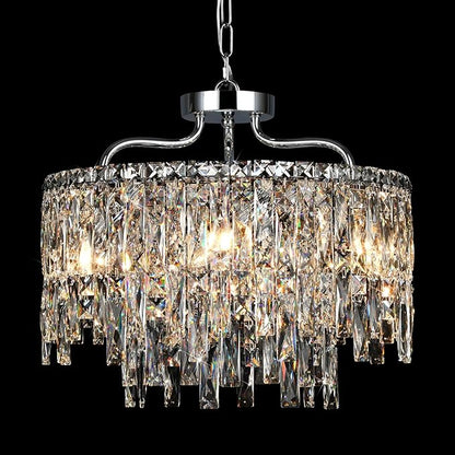 Chrome Crystal Chandelier, Modern Luxury Round Dining Room Chandeliers Over Table，6 Lights Chrome Ceiling Pendant Lighting for Dining Room Bedroom Entryway Foyer Staircase