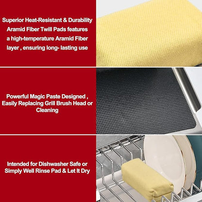 Steam Grill Brush-Grill Brush Bristle Free,Reinforced Grill Cleaner Scraper, Aramid Fiber Twill Pads,Replaceable Head Barbecue Grill Cleaner Brush,Heat-Resistant Twill Pads & Steam Cleaning Tool