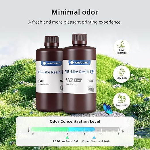 ANYCUBIC ABS-Like Resin 3.0, Upgraded 14K 3D Printer Resin with Enhanced Strength and Toughness, High Precision, Low Odor, Wide Compatibility for All LCD Resin 3D Printers (Clear Red, 1kg)