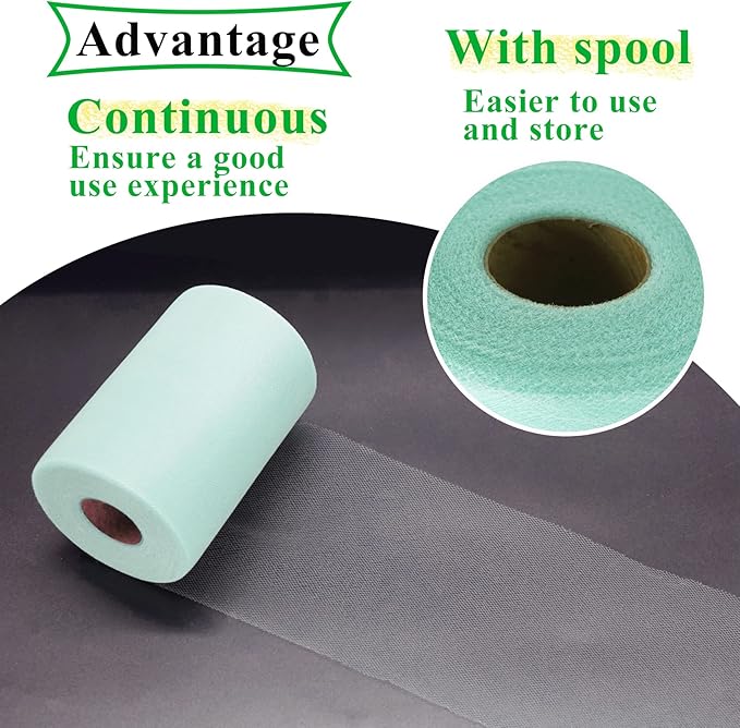 Aqua Blue Tulle Fabric Rolls 6 Inch by 100 Yards (300 feet) Fabric Spool Tulle Ribbon for DIY Tutu Bow Baby Shower Birthday Party Wedding Decorations Christmas Craft Supplies