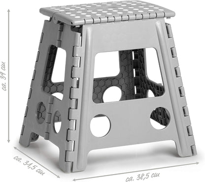 Zeller Present - Schöner Leben. Praktisch WOHNEN. Zeller 13036 Premium Klapphocker faltbar, Kunststoff, grau, TÜV geprüft, belastbar bis 150 kg, ca. 38,5 x 31,5 x 39 cm, Plastik, groß