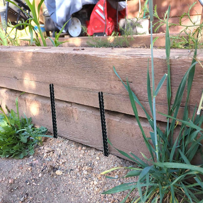 16 Inch Ground Rebar Stakes Heavy Duty Steel Ground Anchors for Outdoor, Straight Metal Stakes with Chisel Point end, Black Powder Coated (8)