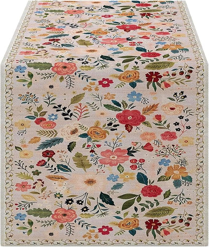 OYIMUA Boho Floral Summer Table Runner 13 x 36 Inches Colorful Flower Runners for Tables Rustic Spring Decorations for Home Indoor Outdoor Party Decor