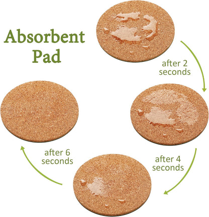 4 Pieces Cork Plant Mats Round Cork Plant Coasters for Garden Pots, DIY Craft Project (4 Inches,6 Inches)