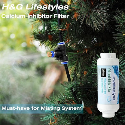 H&G lifestyles Misting System Calcium Inhibitor Filter for Patio Misters Inline Water Filter Effectively Reduce Hard Water Spots, Soften Water (Pack of 2)