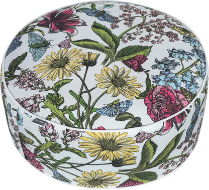 Inflatable Outdoor Ottoman,20"x9" Portable Patio Pouf,Water Resistant,Fade-Resistant,Round Blow Up Footrest Stools for Home Garden Camping Travel(Butterfly Flower)