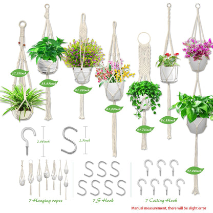 IGaiety Macrame Plant Hangers 7 Pack for Indoor Outdoor Boho Home Decor