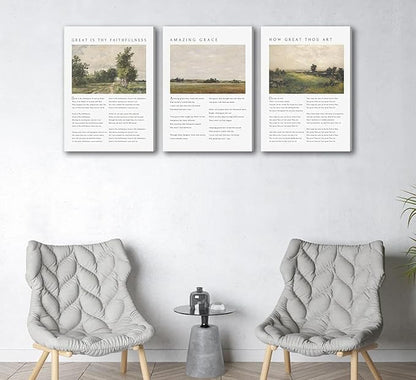 Christian Bible Canvas Wall Art How Great Thou Art Hymn Verse Painting Picture Wall Decor Vintage Scripture Religious Faith Poster Print for Living Room Bedroom Church Scene Home Decorate
