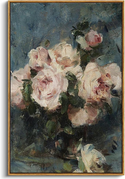 InSimSea Framed Wall Art for Living Room Flower Wall Pictres Roses Vintage Botanical Prints Floral Paintings Art Wall Decor Aesthetic Room Decor Canvas Prints for Bedroom Office Decor 24x36in